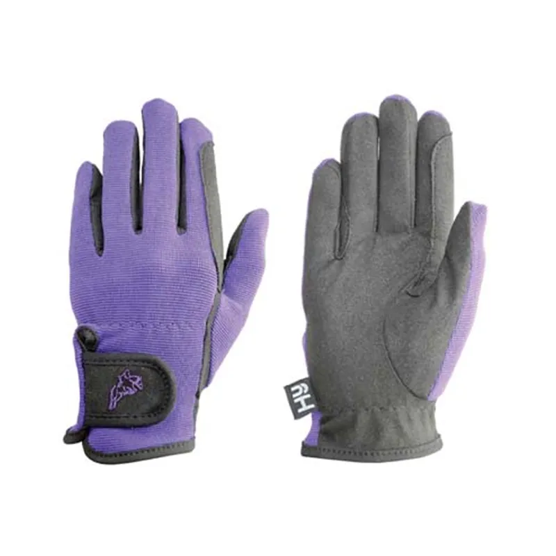 Hy Equestrian Children's Every Day Two Tone Riding Gloves - Black/Purple