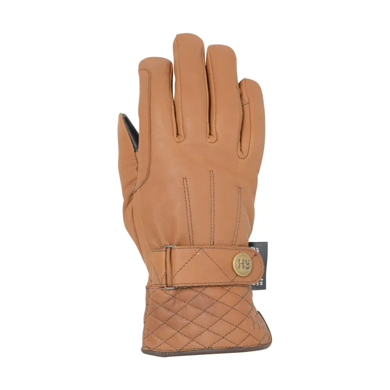 Hy Equestrian Thinsulate Quilted Soft Leather Winter Riding Gloves - Tan