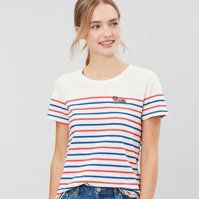 Joules Carley Embroidered T-Shirt - Sausage Stripe-1