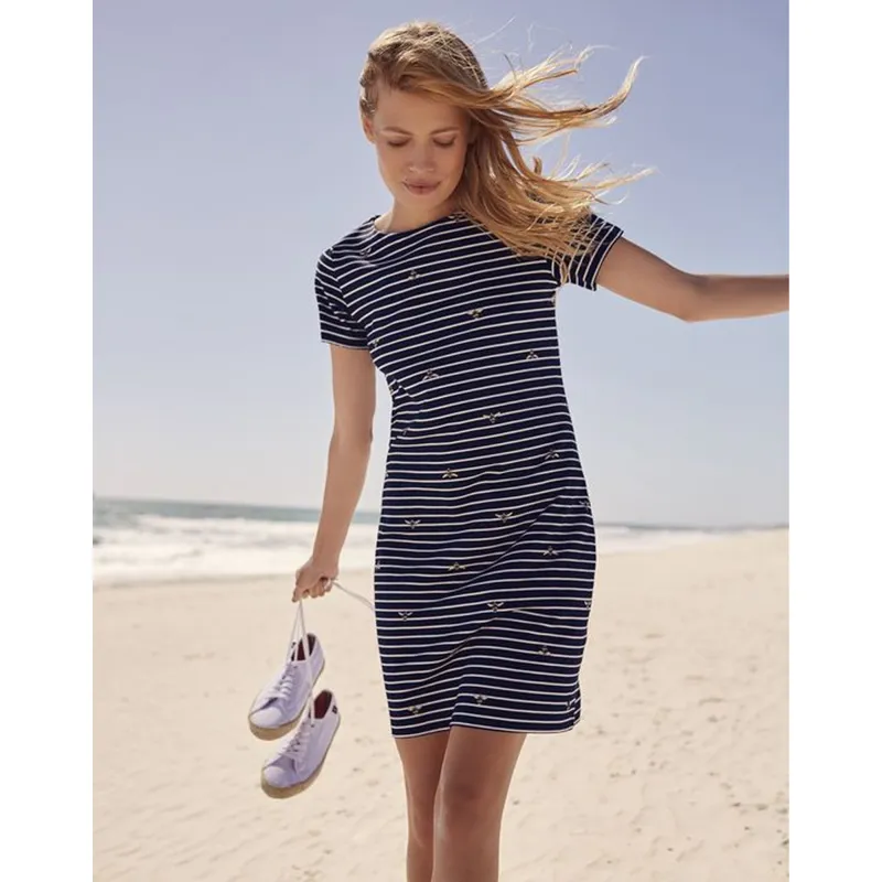 Joules Riviera Printed Short Sleeve Dress - Bee Stripe-1