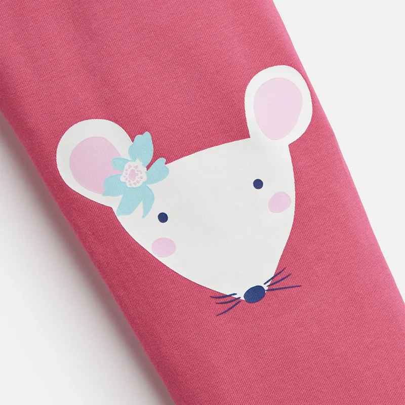 Joules Wilde Jersey Character Leggings - Pink Mouse-2