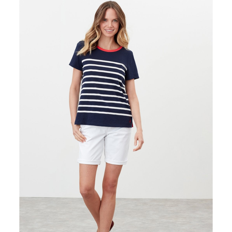Joules Ladies Carley Classic T-Shirt  - French Navy Cream Stripe -1