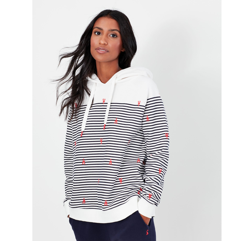 Joules Rowley Raglan Hooded Sweatshirt - Lobster Stripe-1