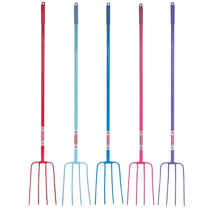 Red Gorilla Tubular Manure Fork 4 Prong Long Handle