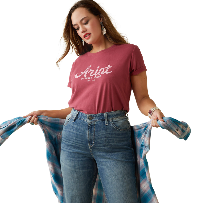 Ariat Women's Real Durable Goods Tee - Earth Red-3