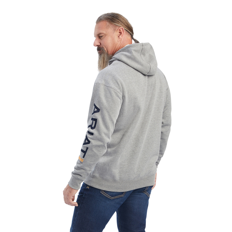 Ariat Men's Rebar Graphic Hoodie - Heather Grey/Deep Ultramarine-1