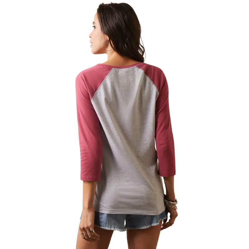 Ariat Women's Painted Dreams T-Shirt - Light Heather Grey/Earth Red-1