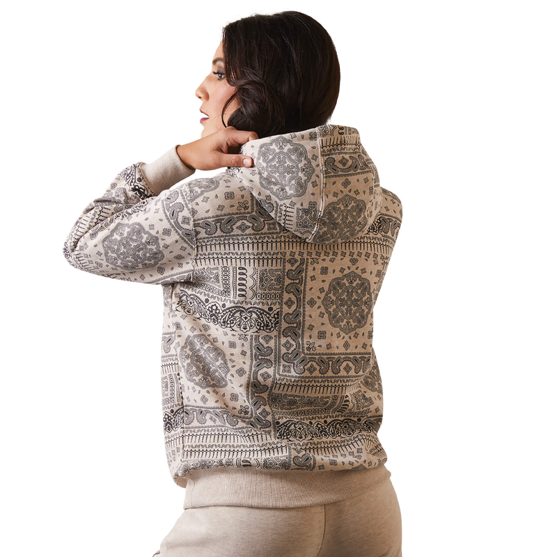 Ariat Women's Real Paisley Hoodie - Oatmeal/Periscope Paisley Print-1