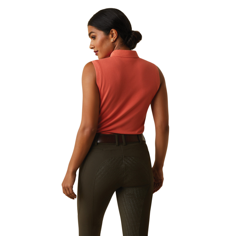 Ariat Women's Prix 2.0 Sleeveless Polo Shirt- Burnt Sienna-1