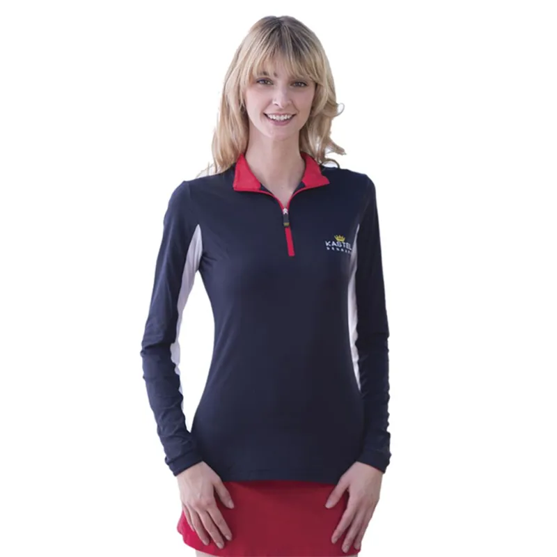 Kastel Charlotte Merino Wool Ladies 1/4 Zip Top - Navy/Red/White