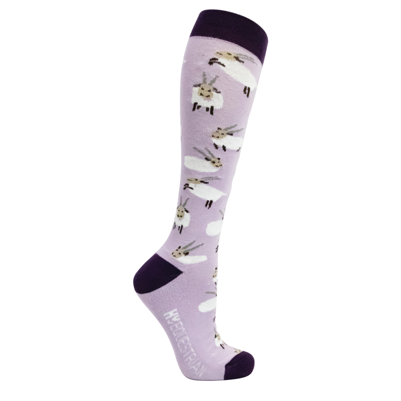 Hy Equestrian Gallant Goat Socks Pack Of 3 Adult 4- 8 - Purple/Moss-2