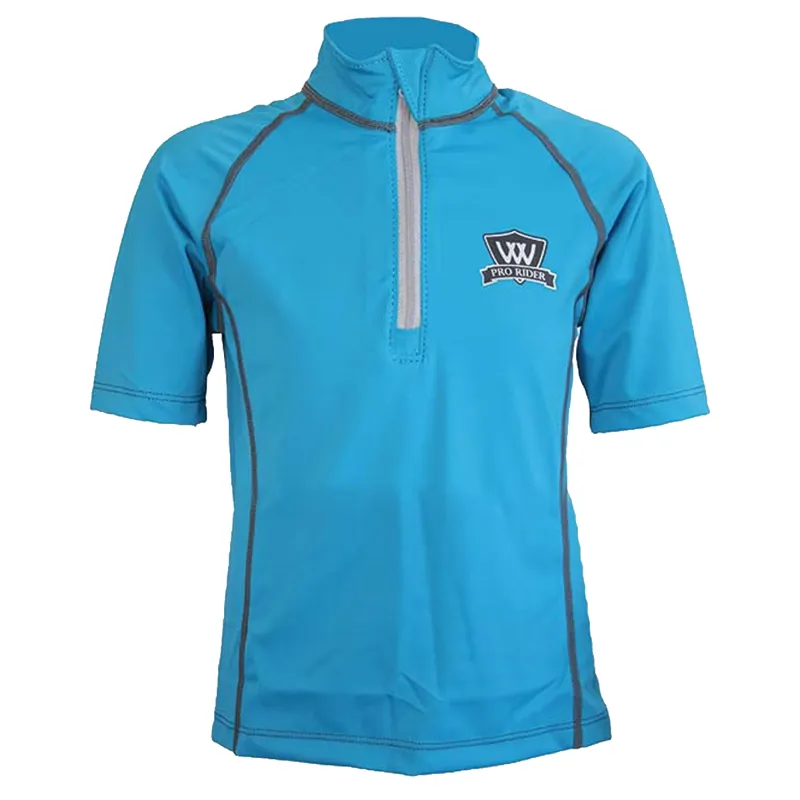 Woof Wear Young Rider Short Sleeve Riding Shirt - Turquoise 