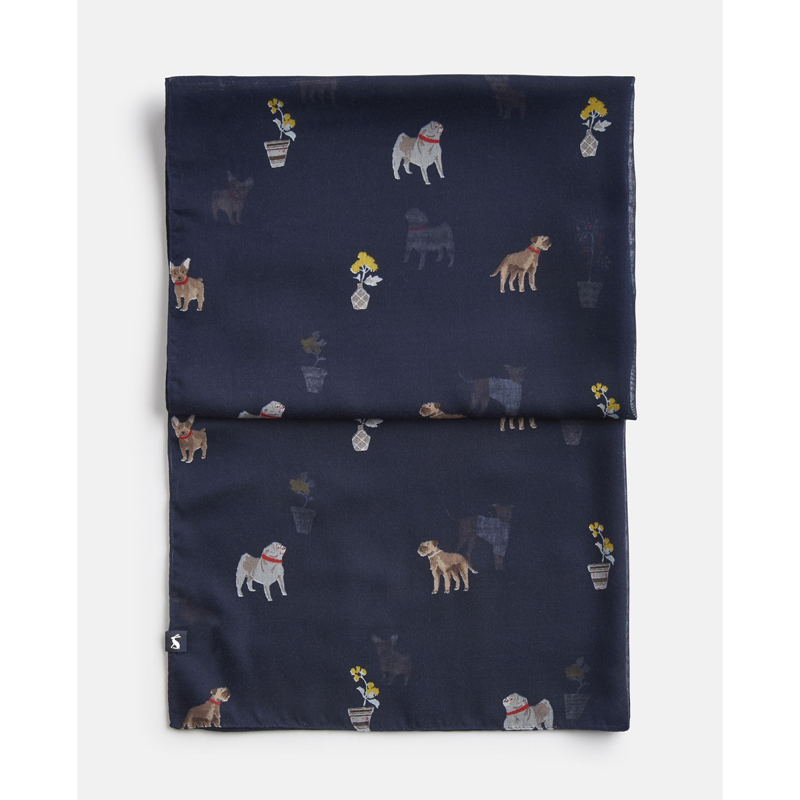 Joules Wensley Printed Scarf - Navy Dogs-2
