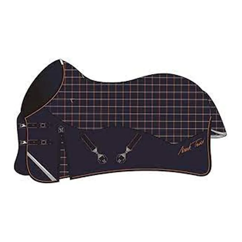 Mark Todd Mediumweight Turnout Rug - Navy/Orange/Beige Plaid