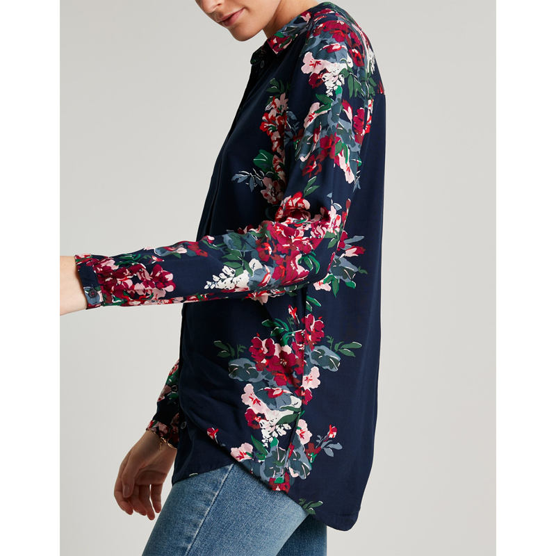 Joules Elvina Button Through Blouse - Navy Border Floral-2