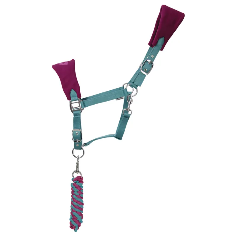 Hy Equestrian DynaMizs Ecliptic Fleece Head Collar And Lead Rope - Plum/Teal