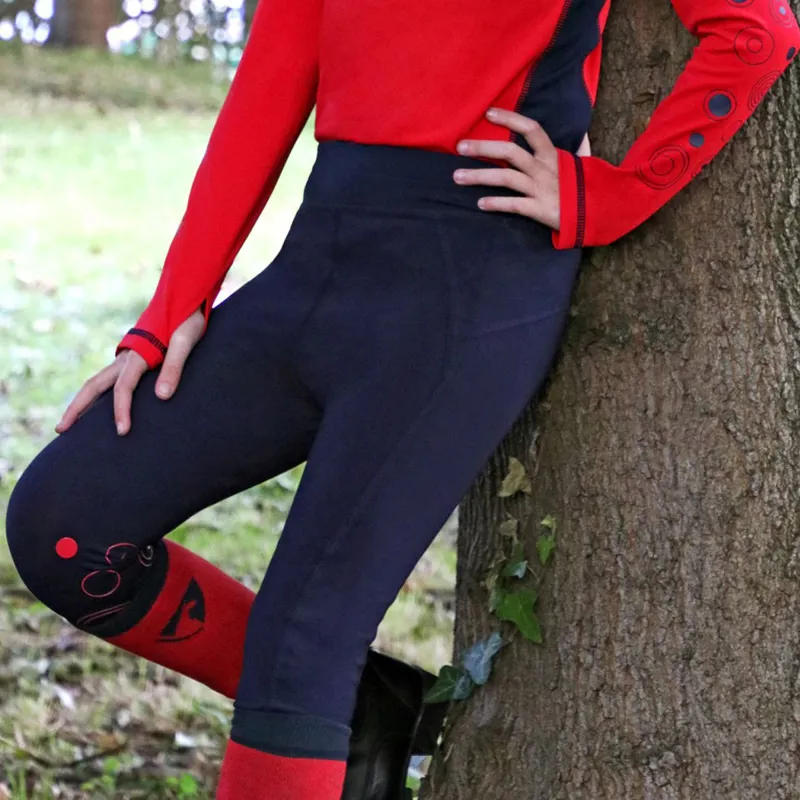 Hy Equestrian DynaMizs Ecliptic Riding Tights - Plum/Teal