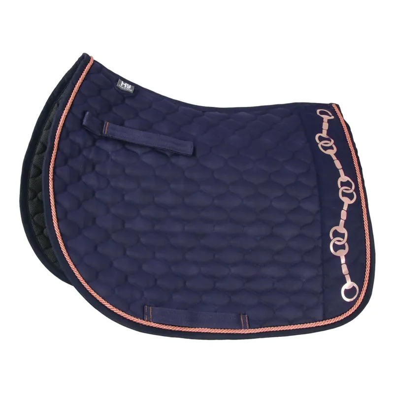 Hy Equestrian Exquisite Bit and Stirrup Collection Saddle Pad - Navy