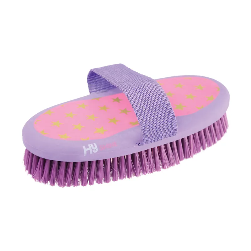 Hy Equestrian Star Easy Grip Body Brush - Pink/Lilac