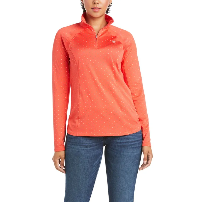 Ariat Womens Sunstopper 2.0 LS Base Layer - Cayenne Dot
