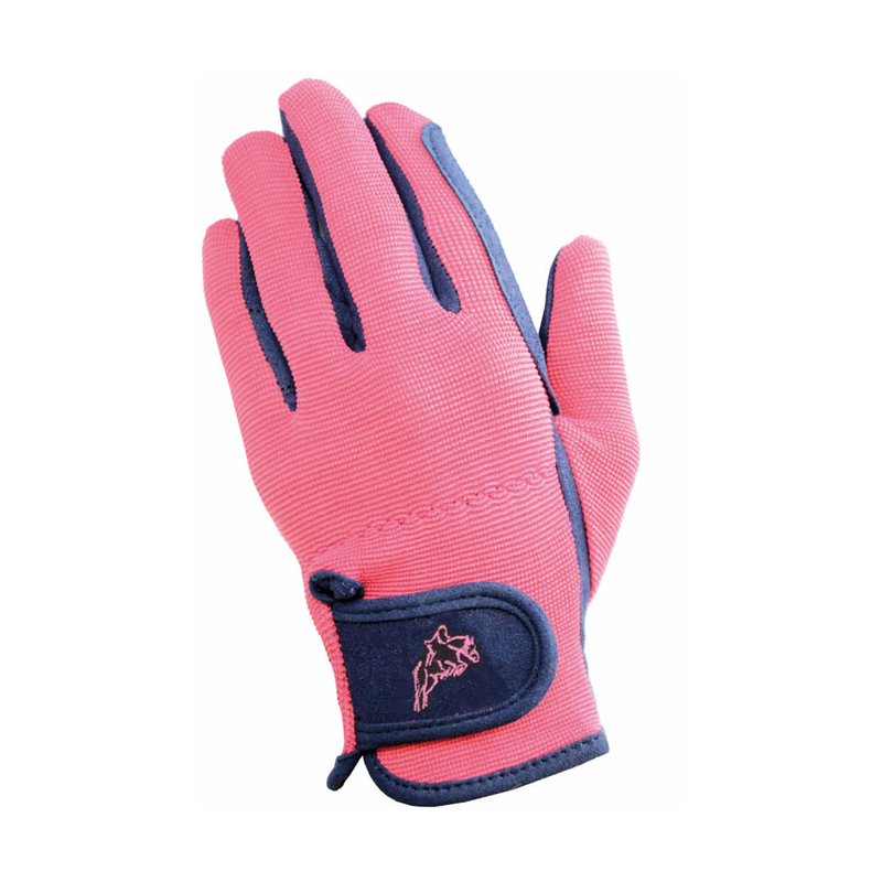 Hy Equestrian Children's Every Day Two Tone Riding Gloves - Navy/Raspberry