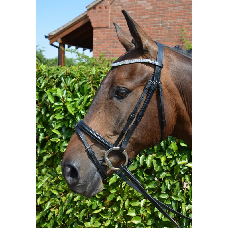 Hy Equestrian Diamond Flash Bridle with Rubber Reins - Black