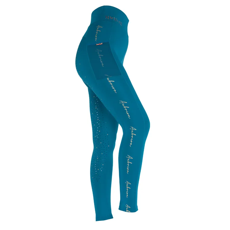 Aubrion Team Riding Tights - Young Rider - Teal