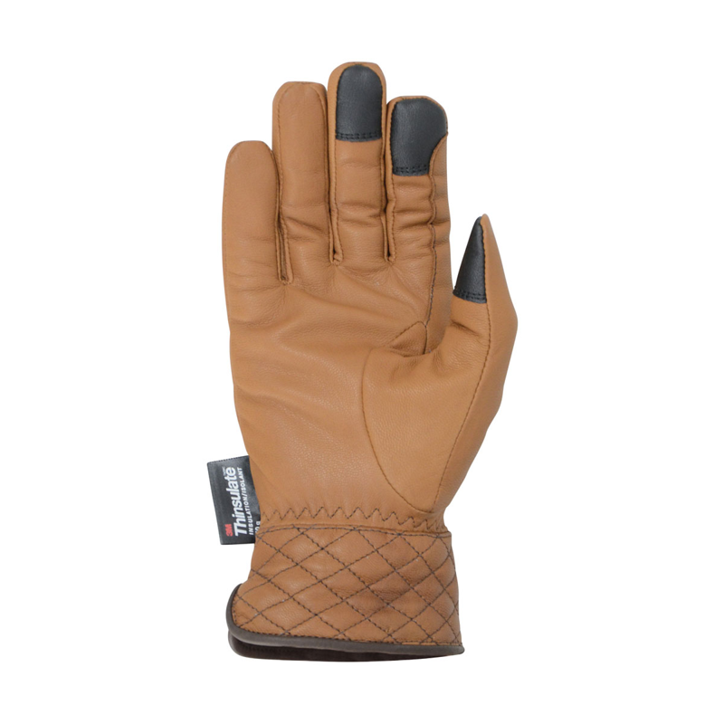 Hy Equestrian Thinsulate Quilted Soft Leather Winter Riding Gloves - Tan-1