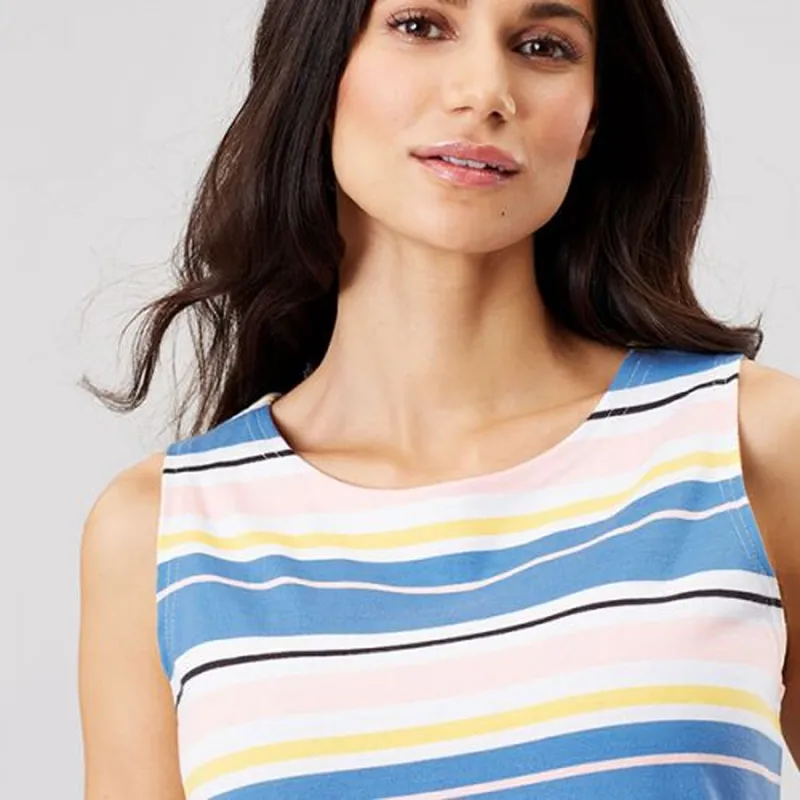 Joules Riva Sleeveless Dress - Blue Yellow Stripe-2