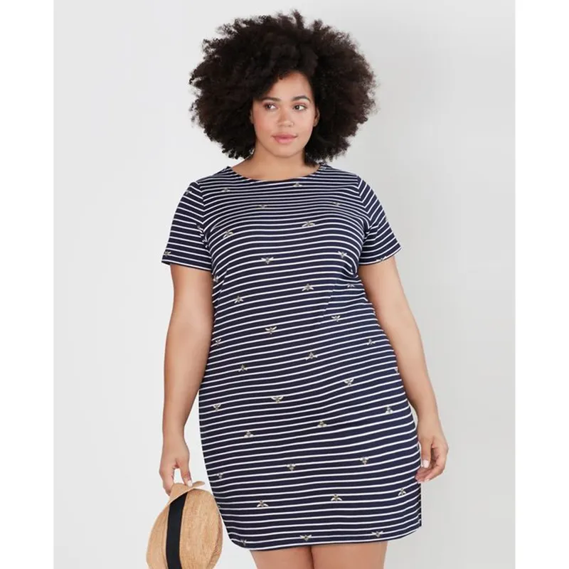 Joules Riviera Printed Short Sleeve Dress - Bee Stripe-2