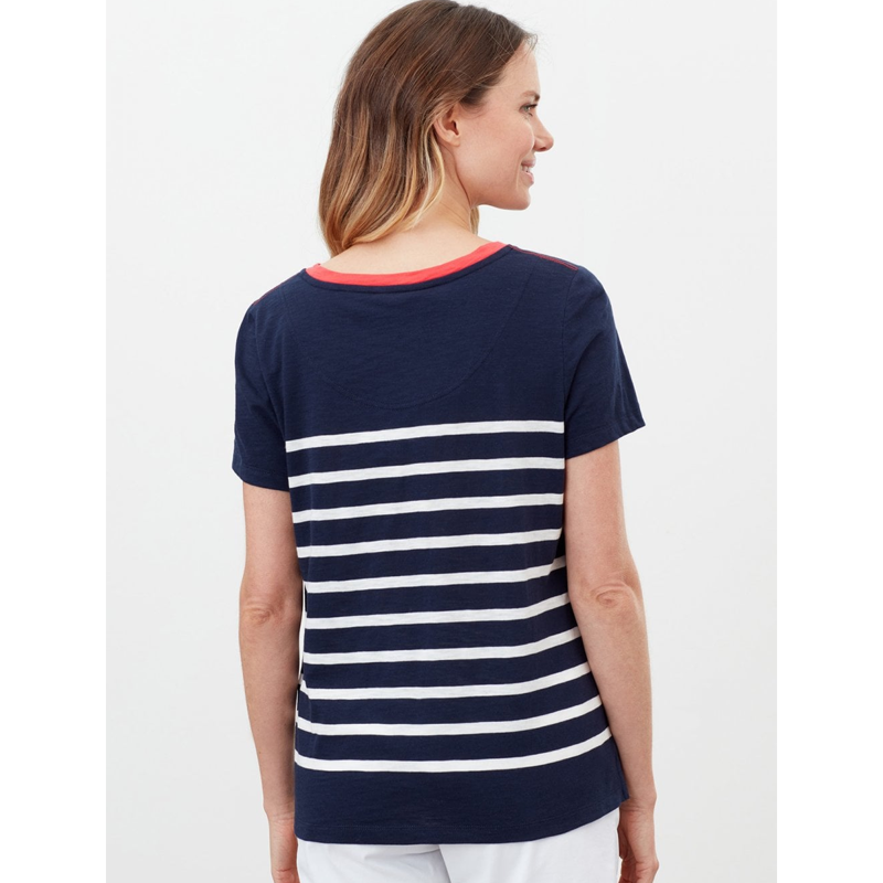 Joules Ladies Carley Classic T-Shirt  - French Navy Cream Stripe -2