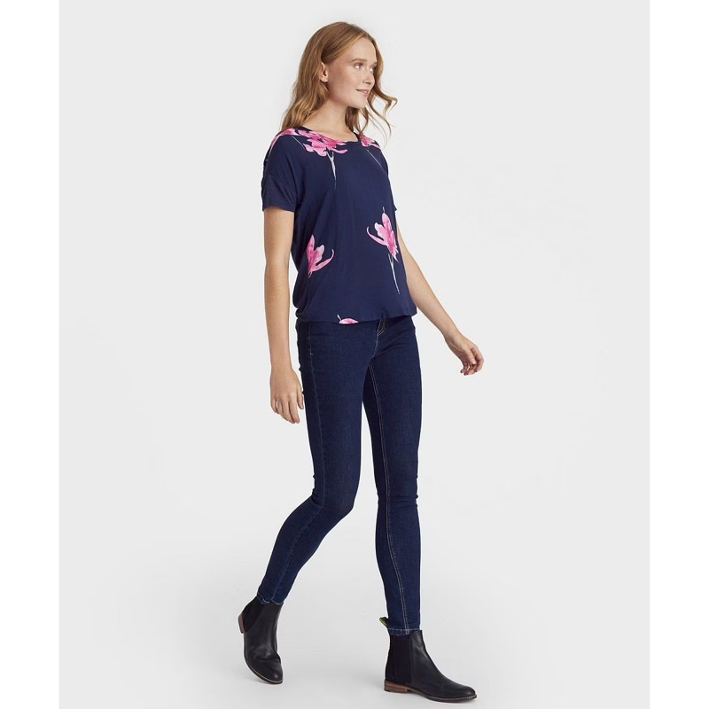 Joules Ladies Zoe Jersey T-Shirt - French Navy Orchid-2