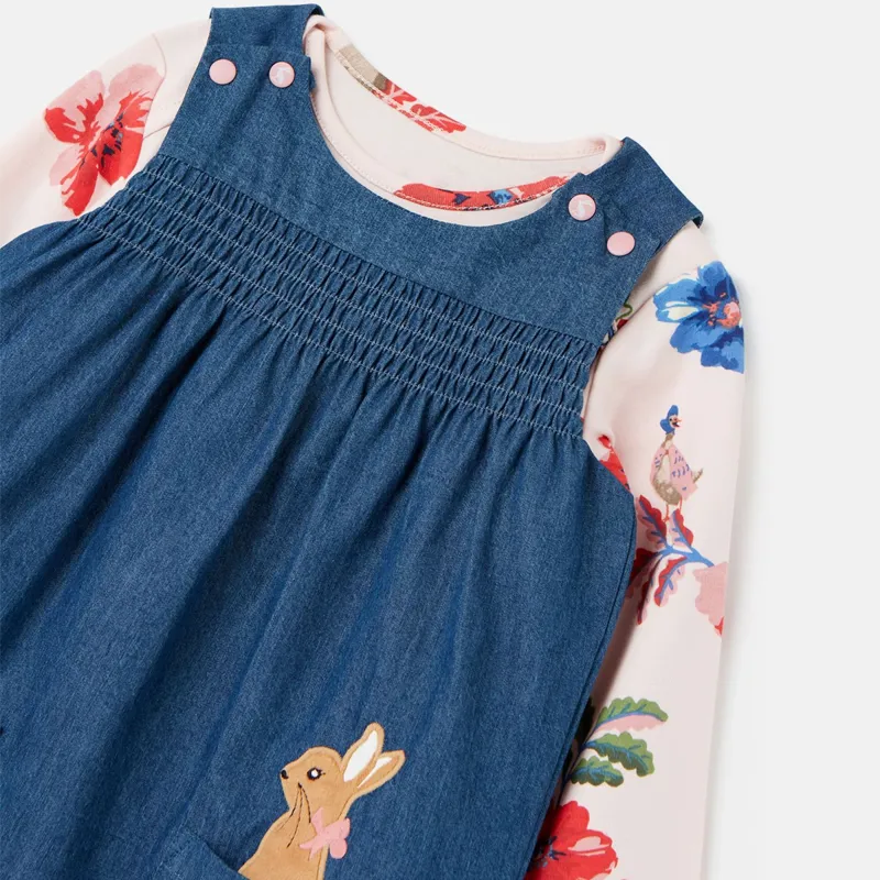 Joules Peter Rabbit Avie Pinafore Dress Set - Denim Peter-3