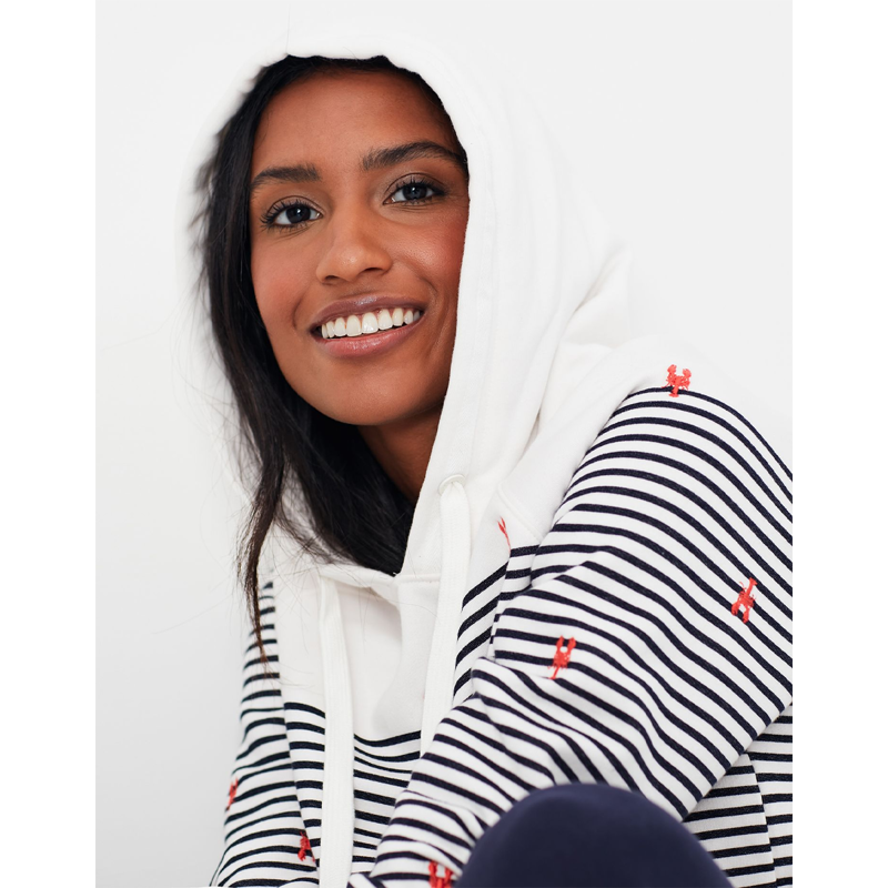 Joules Rowley Raglan Hooded Sweatshirt - Lobster Stripe-2