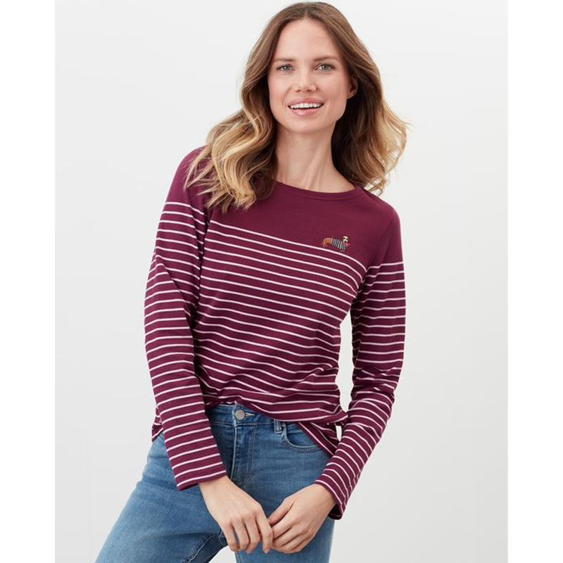 Joules Harbour Long Sleeve Jersey Top - Purple Potion Stripe-1
