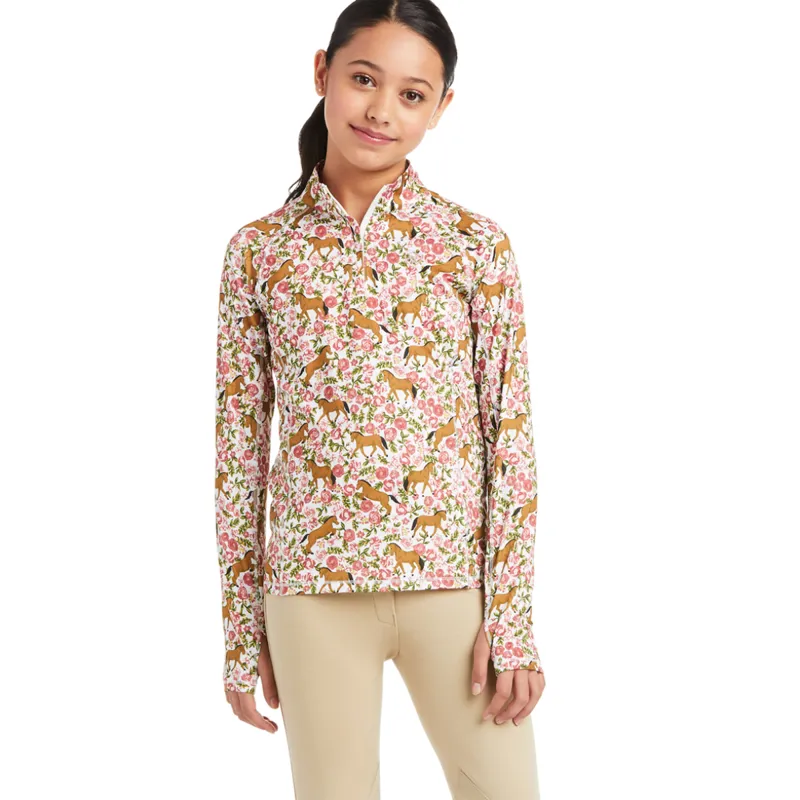 Ariat Youth Lowell 2.0 1/4 Zip - Sea Salt Floral