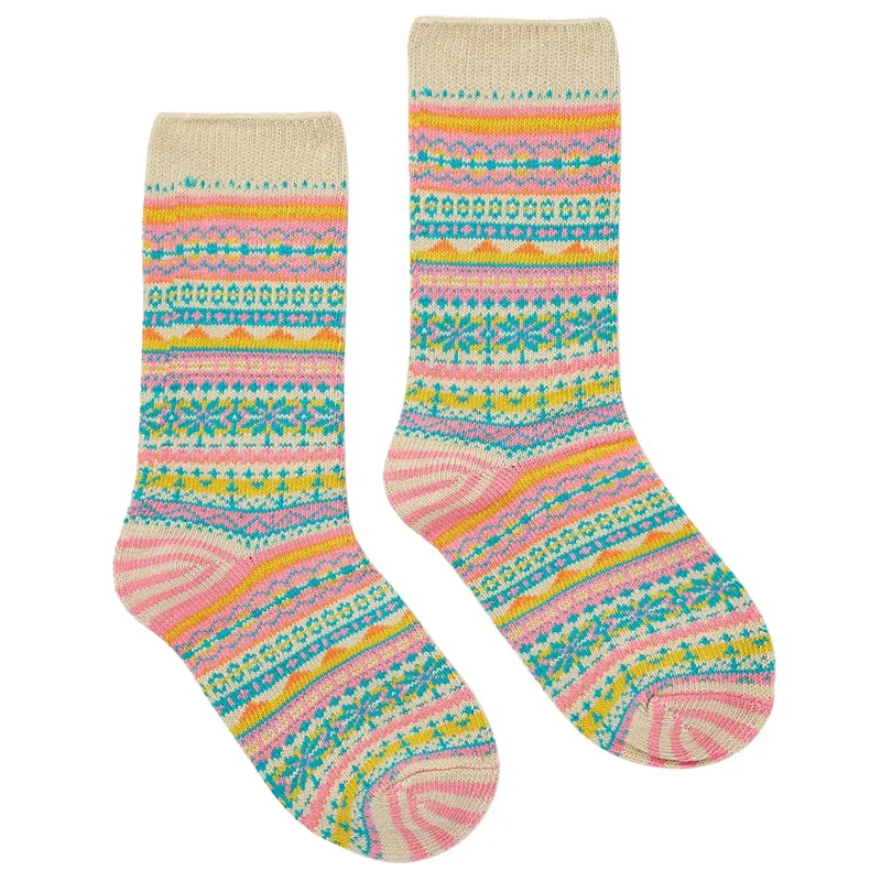 Joules Lucille Fairisle Boot Sock - Oat Fairisle