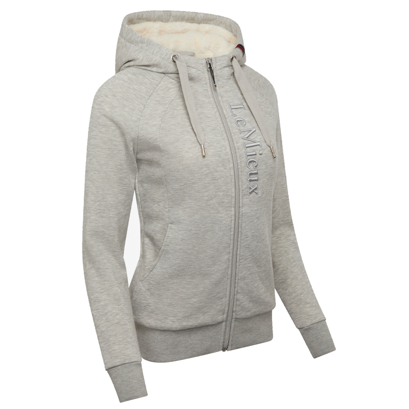 LeMieux Ladies Elite Sherpa Lined Zip Through Hoodie - Grey Marl-2