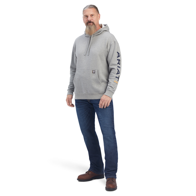 Ariat Men's Rebar Graphic Hoodie - Heather Grey/Deep Ultramarine-2