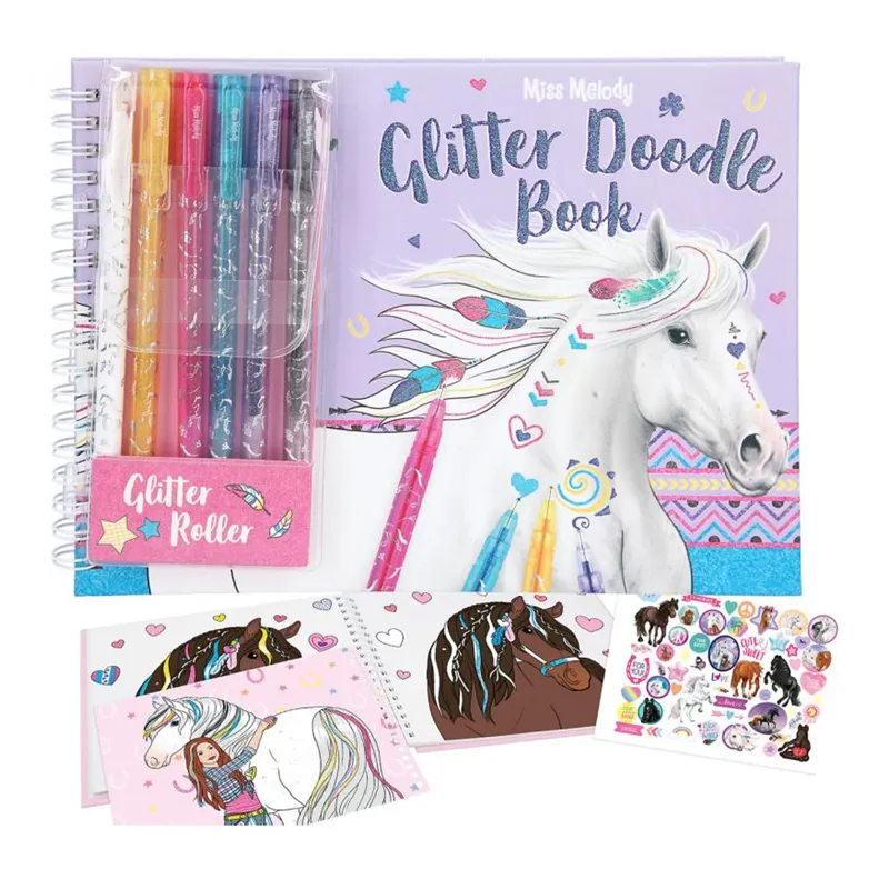 Miss Melody Glitter Doodle Book With Gel Pen Set