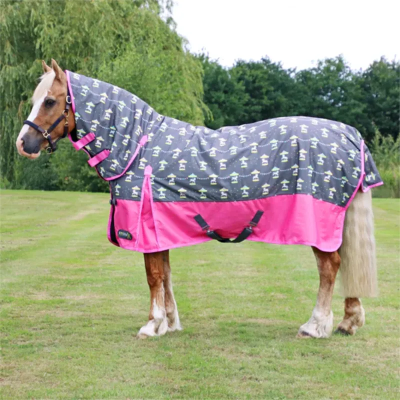 Little Rider StormX Original Merry Go Round 200g Combi Turnout Rug - Grey/Pink