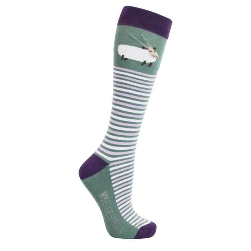 Hy Equestrian Gallant Goat Socks Pack Of 3 Adult 4- 8 - Purple/Moss-3