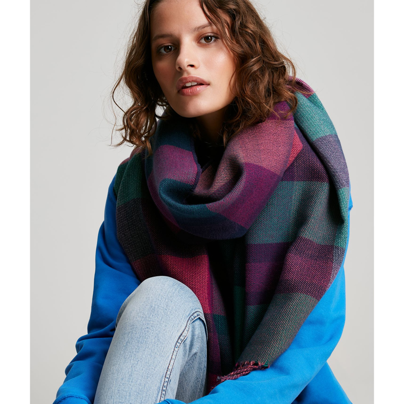 Joules Wetherby Check Scarf - Navy Pink Check-2
