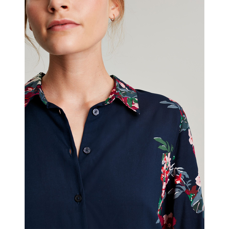 Joules Elvina Button Through Blouse - Navy Border Floral-3
