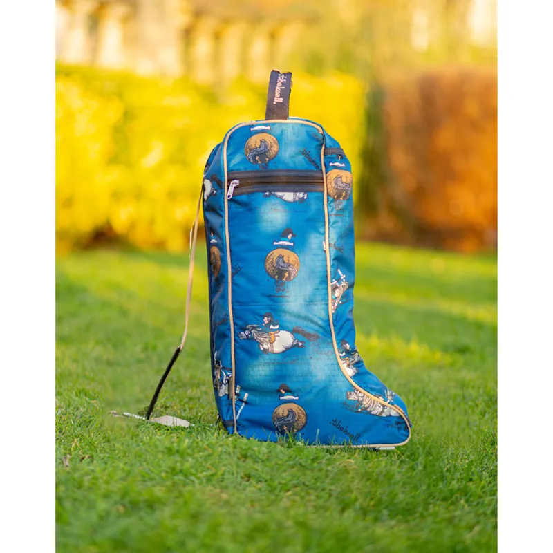Hy Equestrian Thelwell Collection Jumps Boot Bag - Classic Blue/Taupe/Navy-3