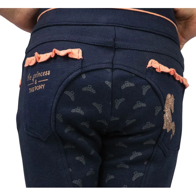 The Princess And The Pony Pull On Jodhpurs By Little Rider - Navy/Peach-3