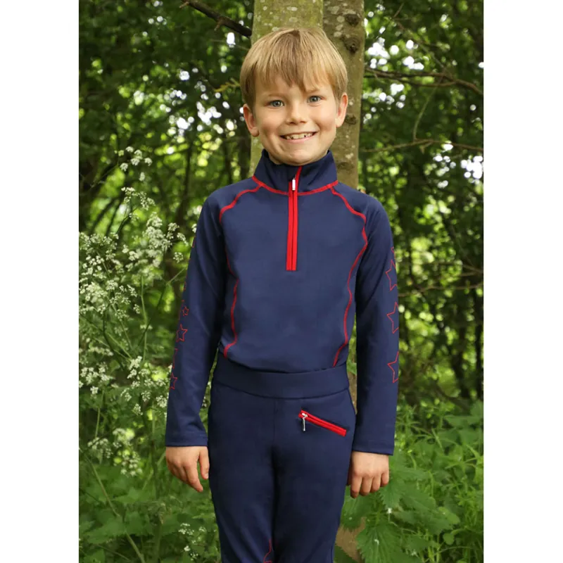 Hy Equestrian Stella Children's Base Layer - Navy/Red