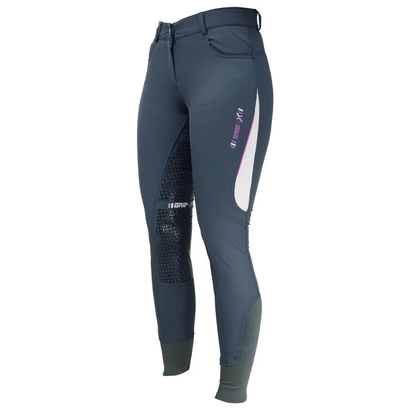Hy Equestrian Sport Dynamic Ladies Breeches - Raspberry Rose/Grey