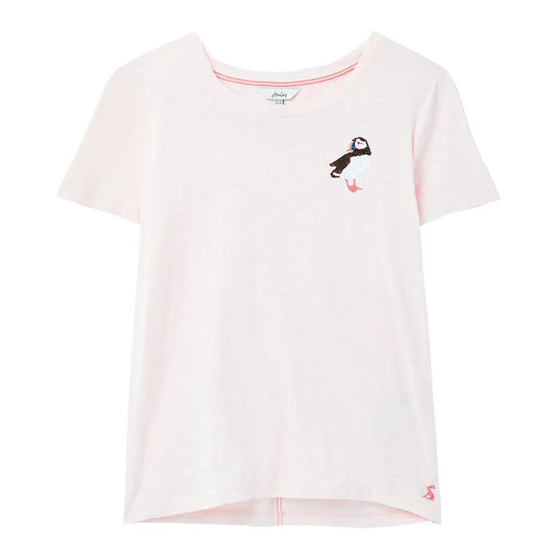 Joules Carley Print Classic Crew T-Shirt - Pink Puffin