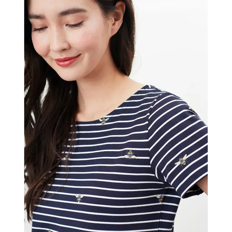 Joules Riviera Printed Short Sleeve Dress - Bee Stripe-3